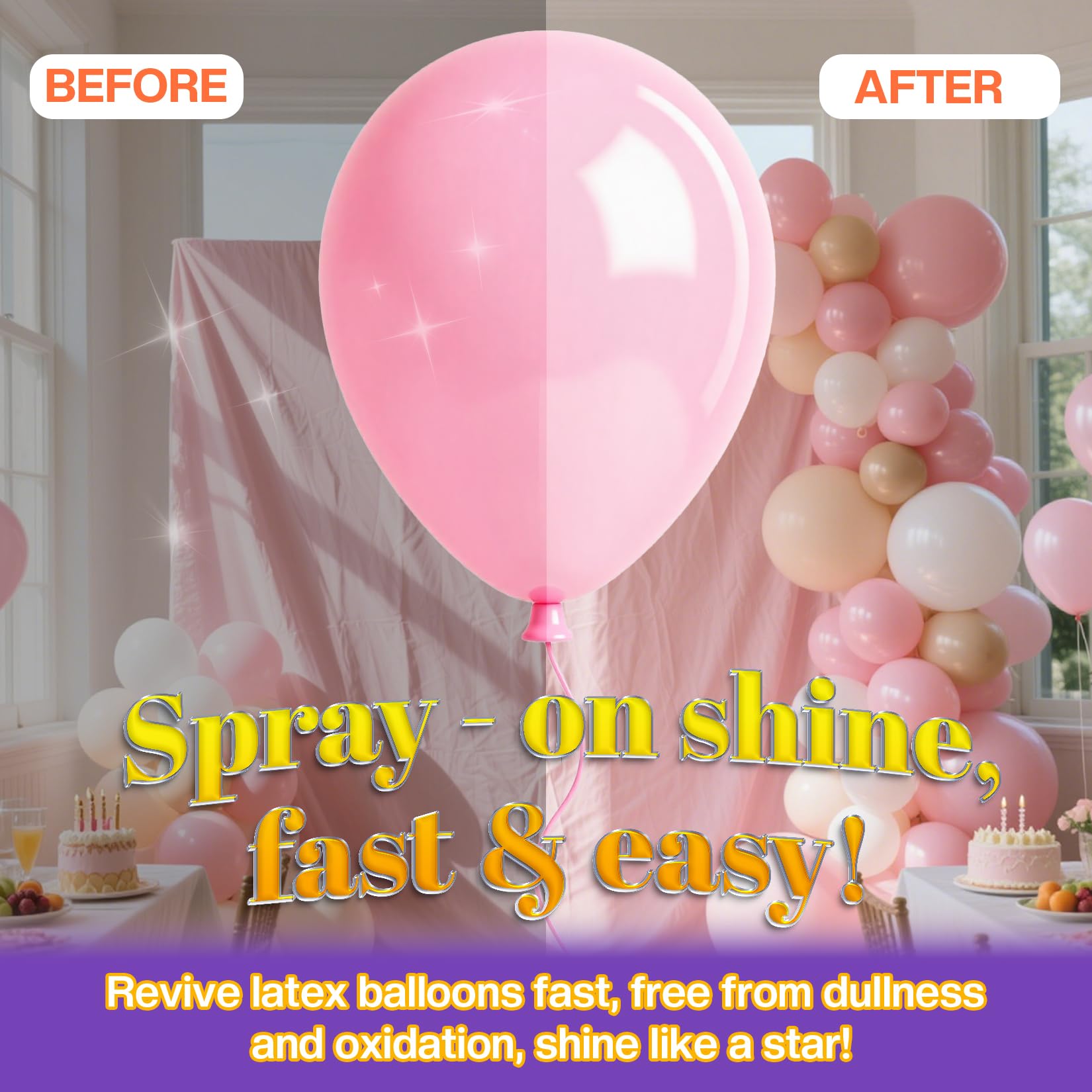 BERIOVE balloon shine spray creates a durable wet-look shine