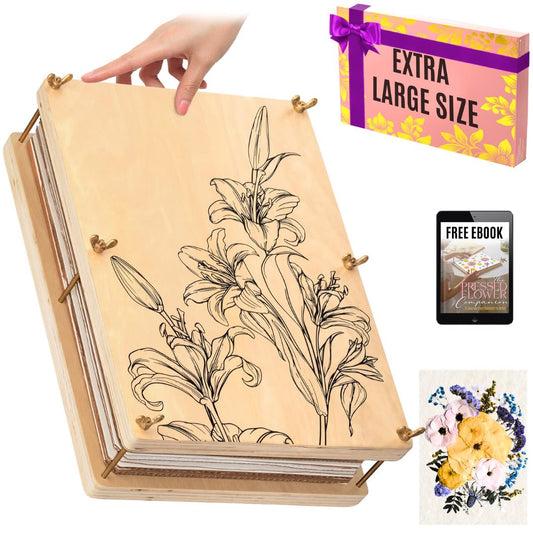 Berstuk extralarge flower press kit box, gift-ready packaging for craft lovers.