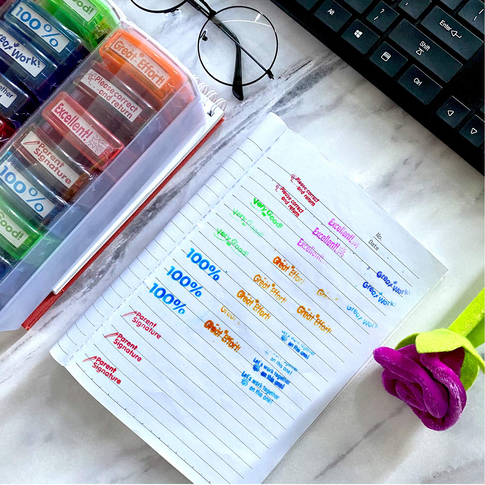 Bertiveny ink refillable stamps offer sustainability for daily use.
