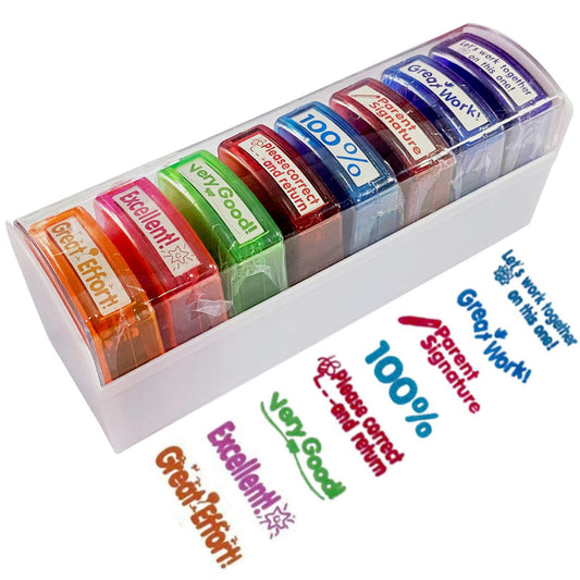 Bertiveny teacher stamp collection with bright colors for classroom reinforcement.