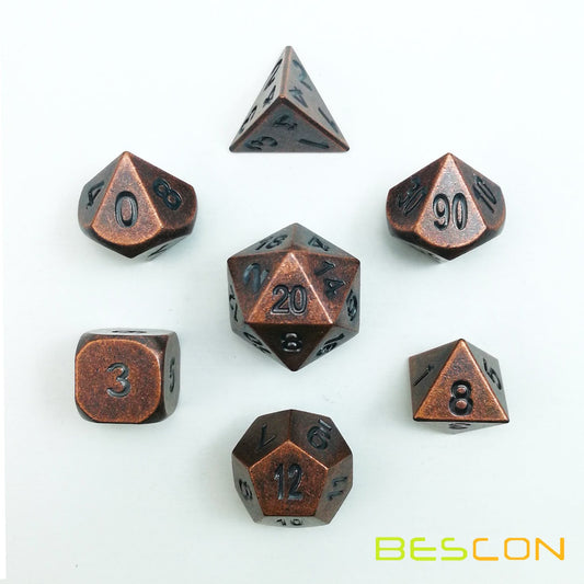 Bescon Antique Copper D6 metal die, tactile feel for immersive tabletop gaming.