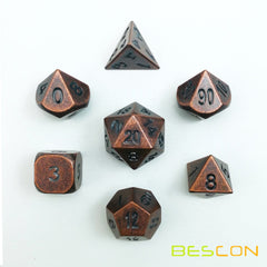 Bescon Antique Copper D6 metal die, tactile feel for immersive tabletop gaming.
