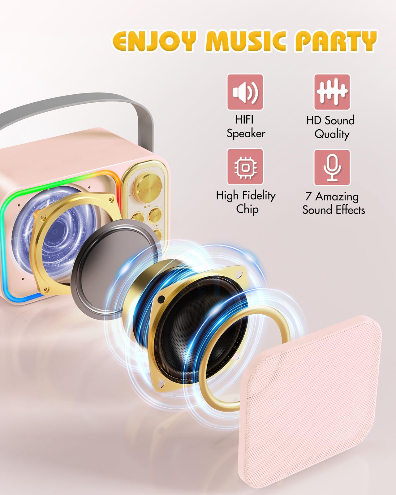 Colorful LED lights on BESCOST enhance karaoke mood