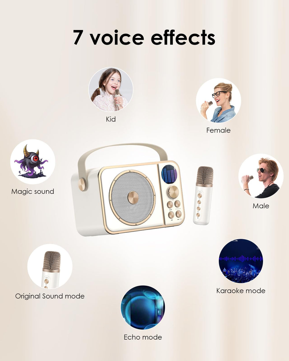 BESCOST Kids Karaoke Machine compact design fits small rooms.