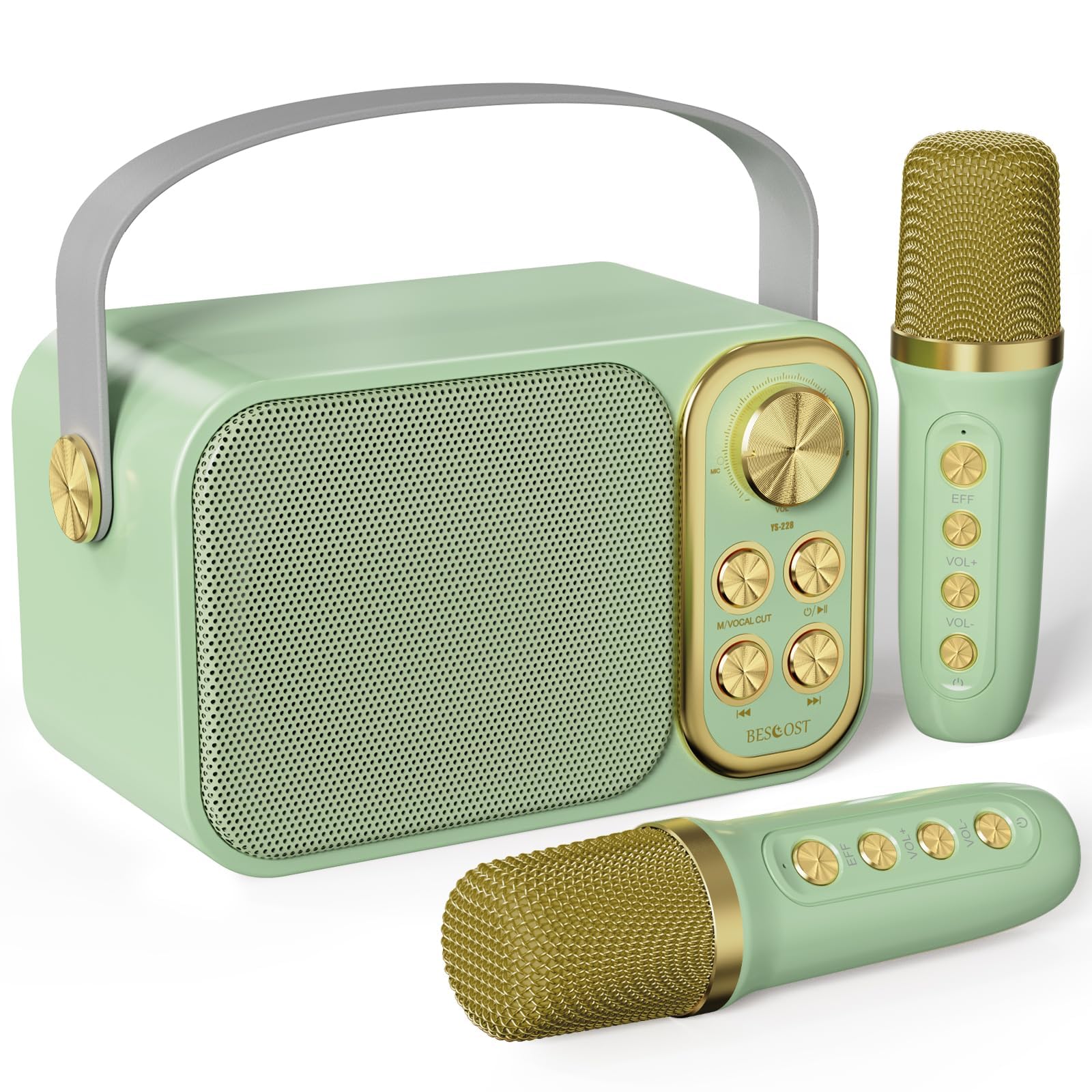 BESCOST Kids Karaoke Machine with two wireless mics for fun duets.