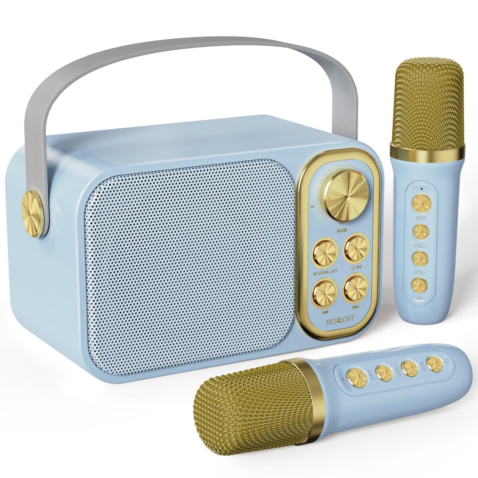 BESCOST Kids Karaoke Machine with two wireless mics for instant duets during family sing-alongs.
