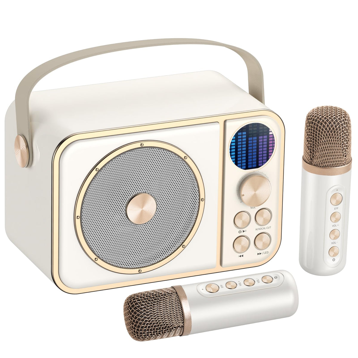 BESCOST Kids Karaoke Machine white front view for family sing-alongs.