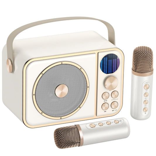 BESCOST Kids Karaoke Machine white front view for family sing-alongs.