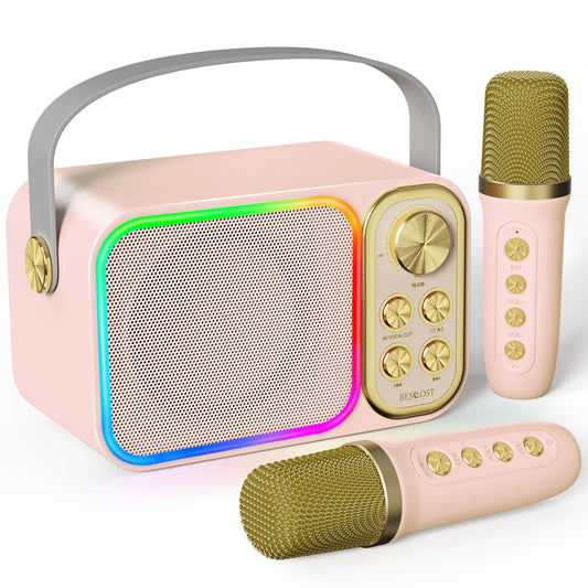 BESCOST LED kids karaoke machine front view for family fun