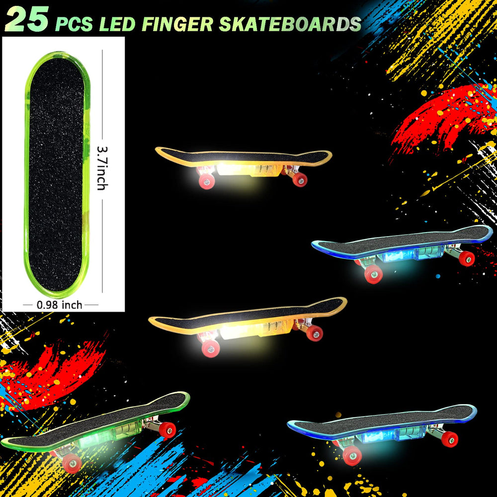 Beselley LED finger skateboards glow on dark tracks to boost focus.