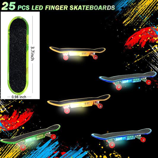 Beselley LED finger skateboards glow on dark tracks to boost focus.