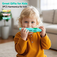 Besiciwiin harmonica set colorful table — three-harmonica bundle ideal for shared play.
