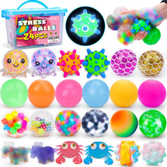 BESNEL 24-pack stress balls with vibrant colors for desk relief