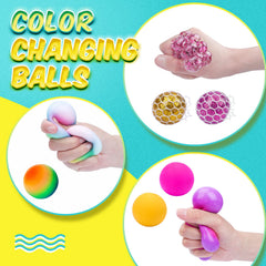 BESNEL stress balls held in hand highlighting palm-sized portability