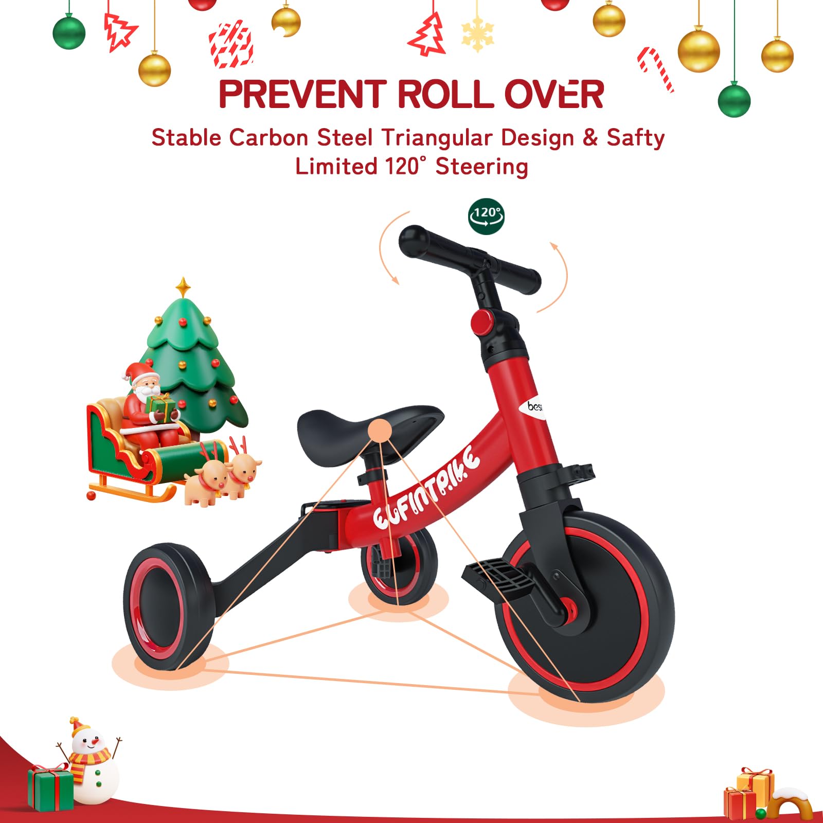 Besrey 5 in 1 bike steering limit helps prevent tipping during turns
