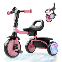 Besrey tricycle front view with glowing LED wheels boosts outdoor visibility