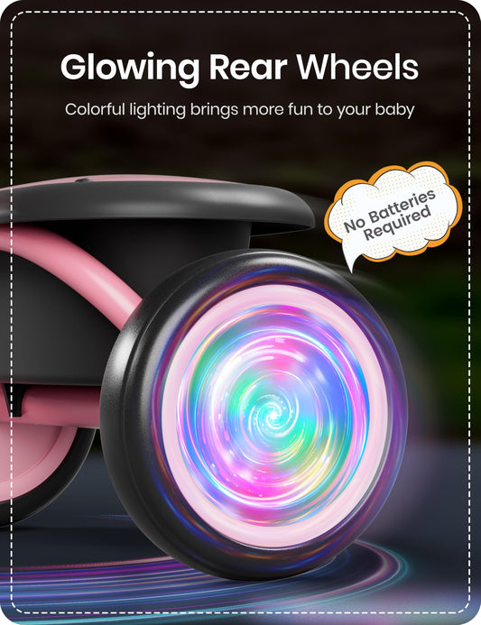 Besrey tricycle rear glow wheels activated by motion for safer evening rides