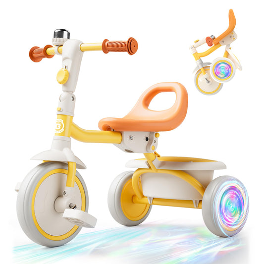 Besrey Colorful Lighting Toddler Tricycle with glowing rear wheels for safer outdoor riding.