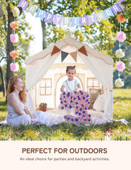 Besrey package includes poles, lights, banner, and a padded mat for cozy play.