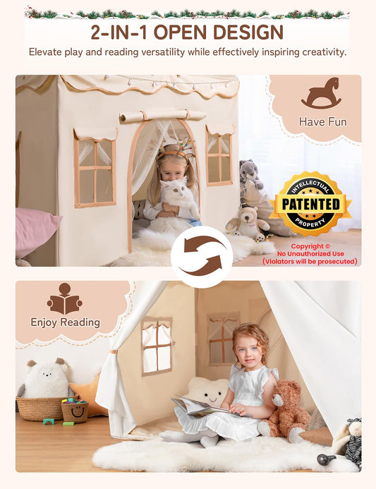 Besrey play tent's spacious interior invites 3–4 kids to join in shared play.