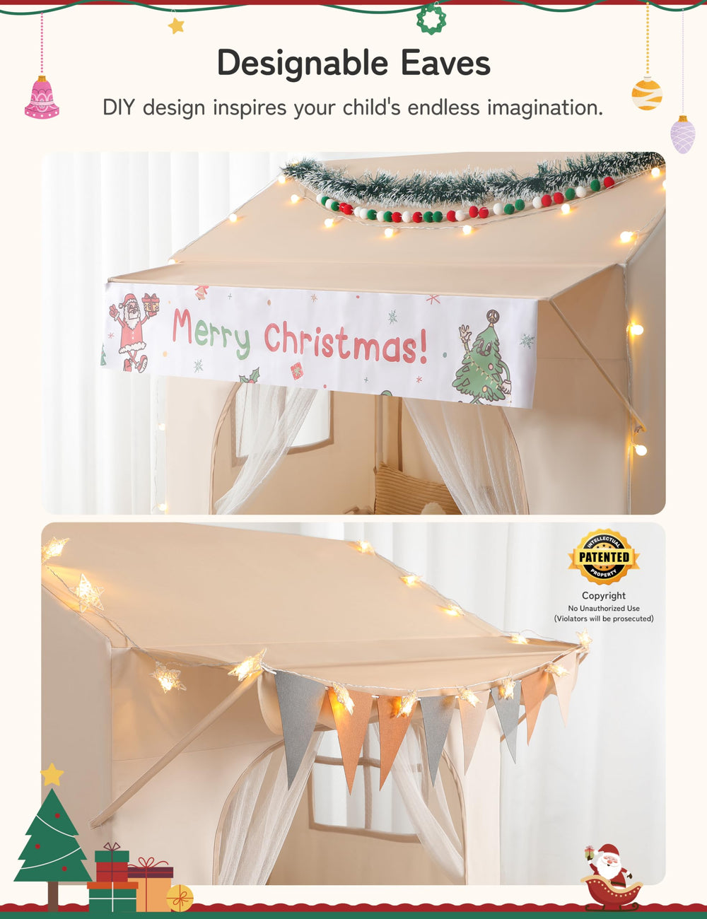 Besrey tent string lights create magical ambiance for evening reading.