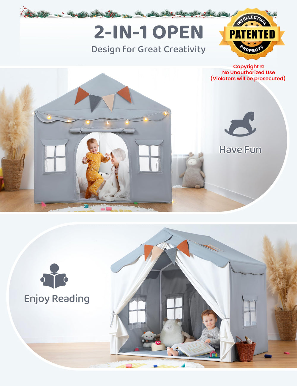 Besrey kids tent with built-in lights creates a cozy, magical play atmosphere.
