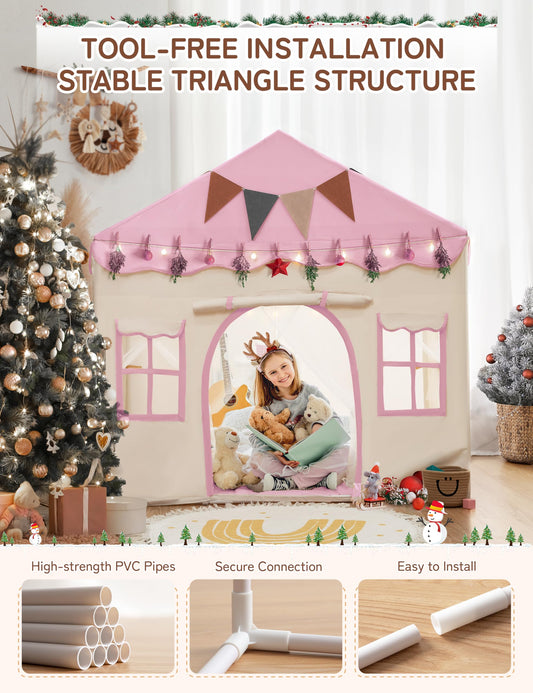 Besrey play tent features padded mat and lights for a cozy play space.