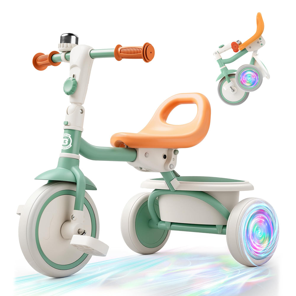 besrey Kids Tricycle front view with glow wheels for better visibility during outdoor rides
