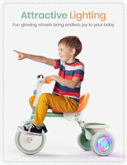 besrey Kids Tricycle folding mode demonstrates easy storage after playtime