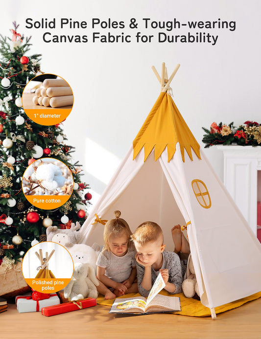 Besrey Teepee tent with thick 100% cotton fabric for a durable, comfy play space.