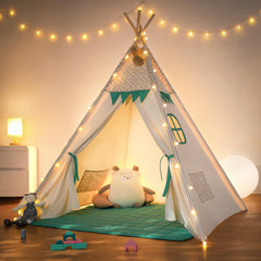 Besrey teepee tent for kids with padded mat creating a cozy indoor play space