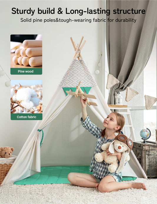 Besrey teepee tent interior with thick padded mat for safe playtime