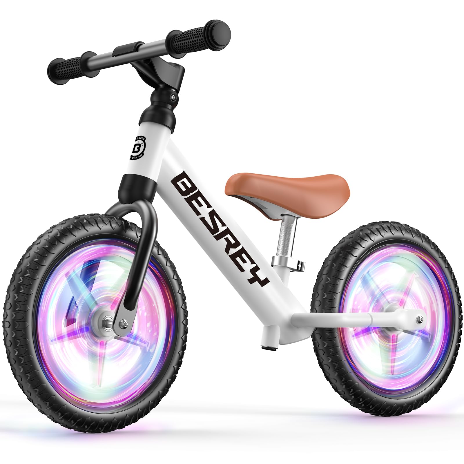 Besrey toddler balance bike with 12-inch wheels for stable beginner rides.
