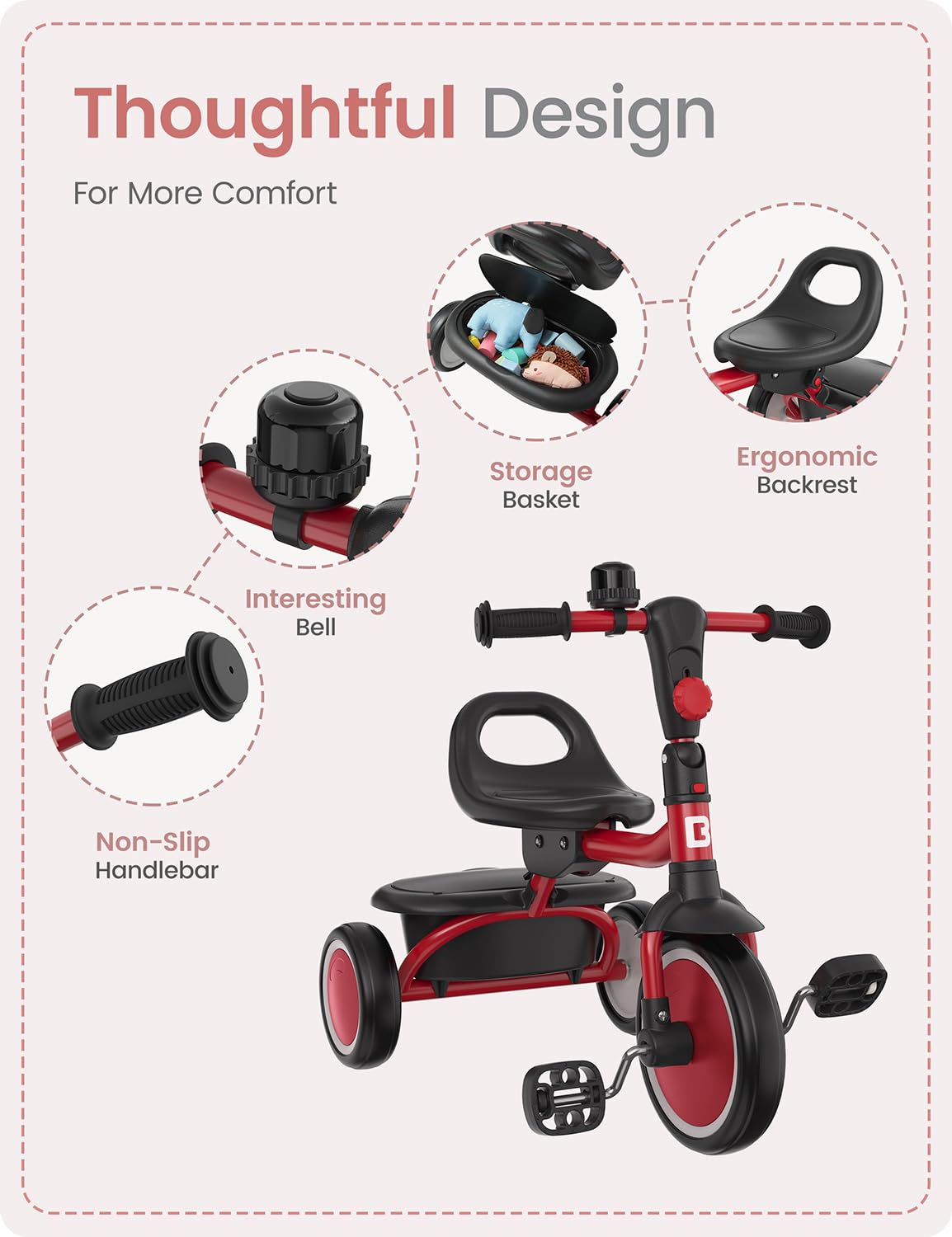 Besrey EVA foam wheels absorb shocks on indoor and outdoor surfaces.