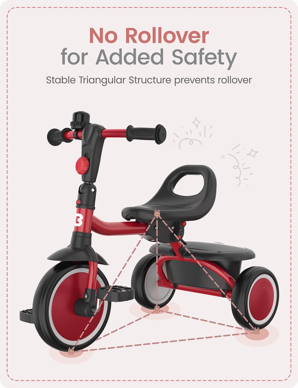 Besrey toddler tricycle folding mode demonstrates portability for families on the go.