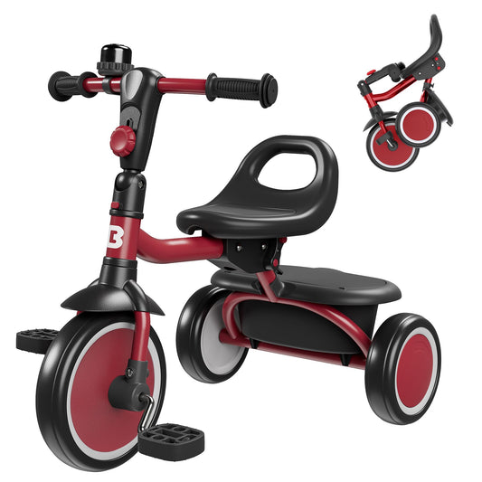 Besrey toddler tricycle front view with bell for safe, engaging learning.