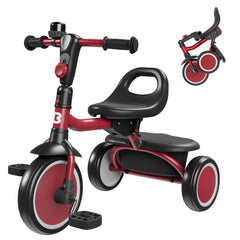 Besrey toddler tricycle front view with bell for safe, engaging learning.