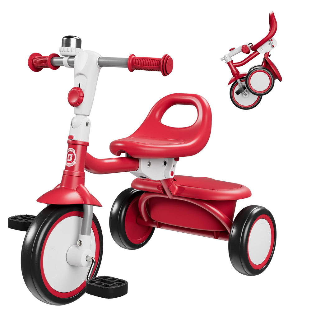 Besrey toddler tricycle front view with bell enhances safe, engaging outdoor exploration.