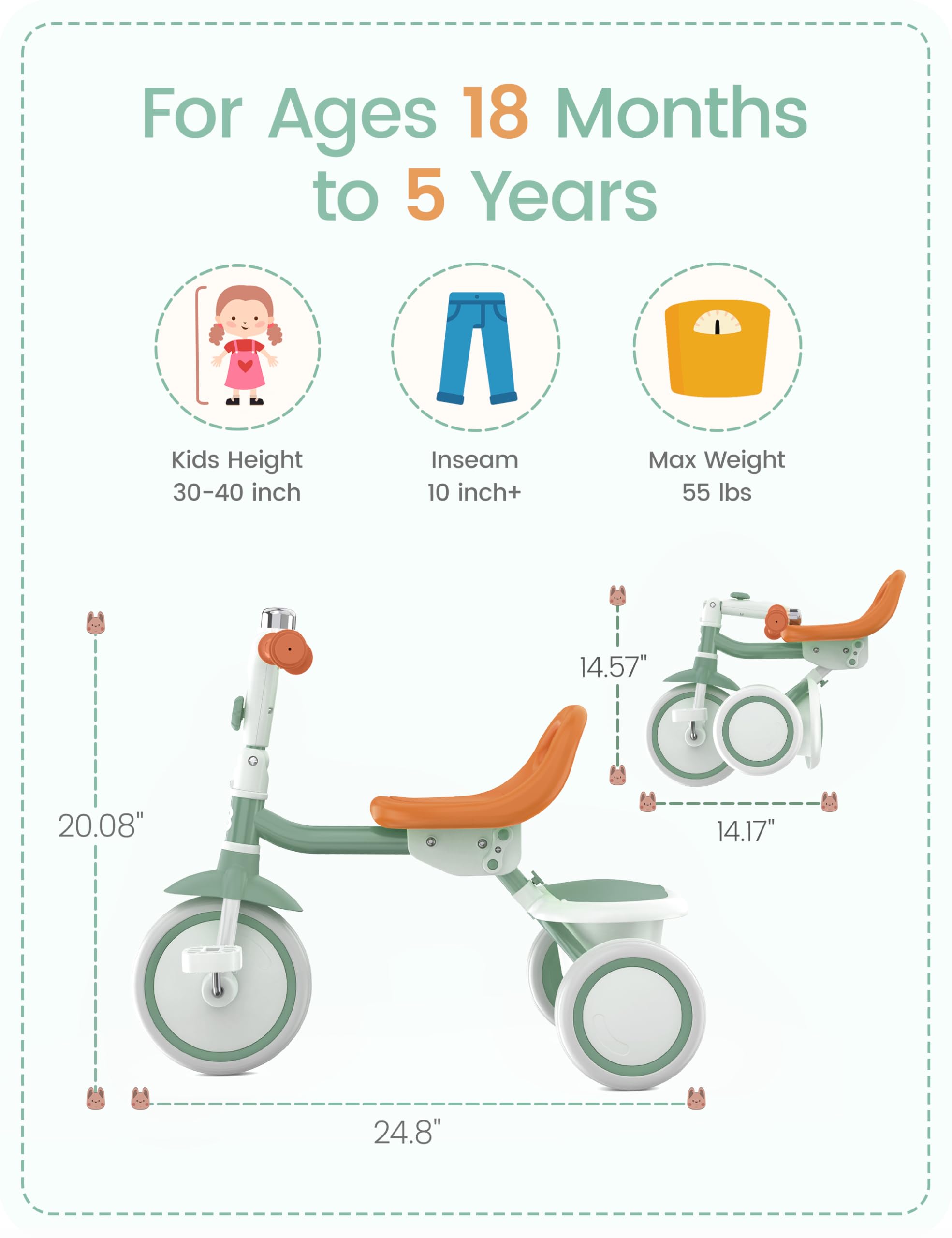 Besrey toddler tricycle bell and handlebar invite interactive play and signaling.