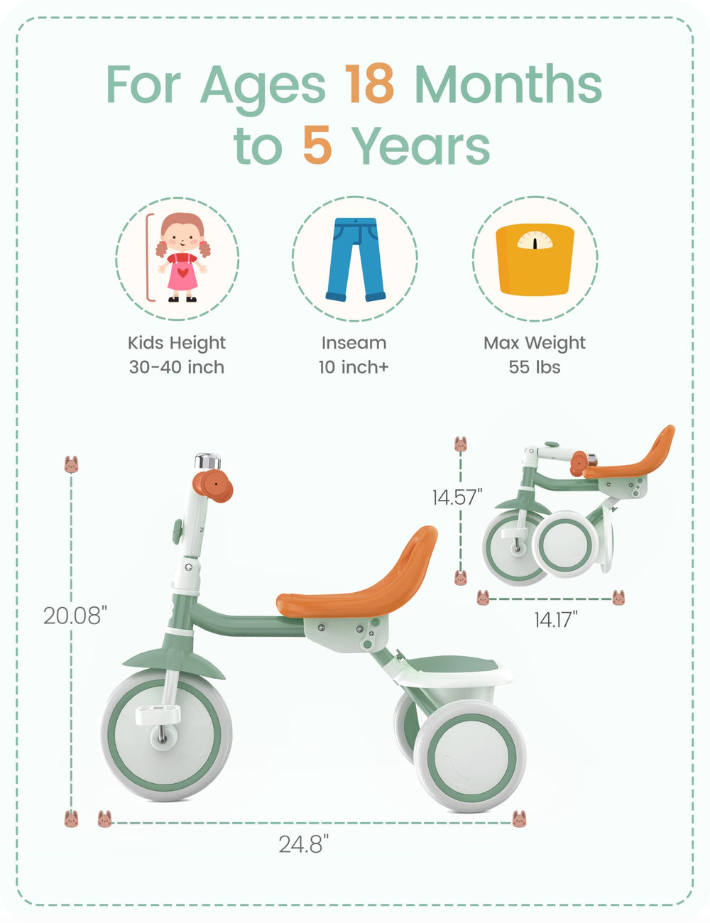 Besrey toddler tricycle bell and handlebar invite interactive play and signaling.
