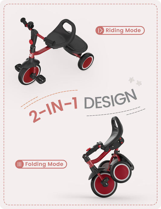 Besrey toddler tricycle side view showing sturdy frame for stability.