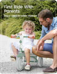 Besrey toddler tricycle EVA-foam wheels absorb shocks on uneven surfaces.
