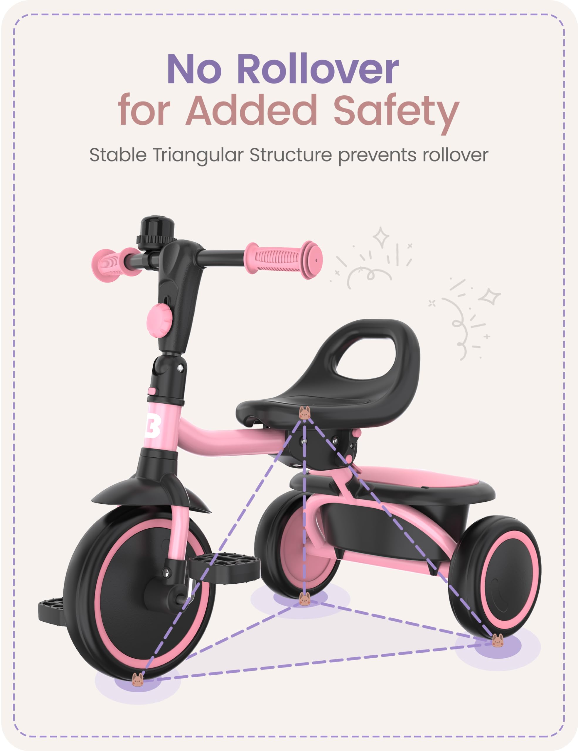 Besrey toddler tricycle folding design for storage