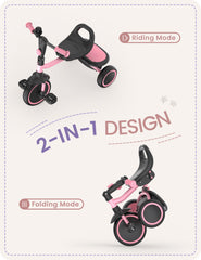 Besrey toddler tricycle pink rear view highlighting stability