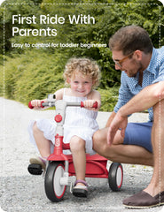 Besrey toddler tricycle stable triangle-frame design invites confident steering.