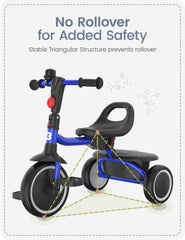 Besrey tricycle with wider rear wheels enhances stability during play.