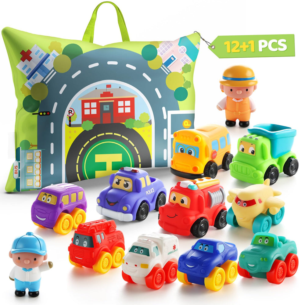 Bessome soft rubber toy cars large for safe play with bold colors