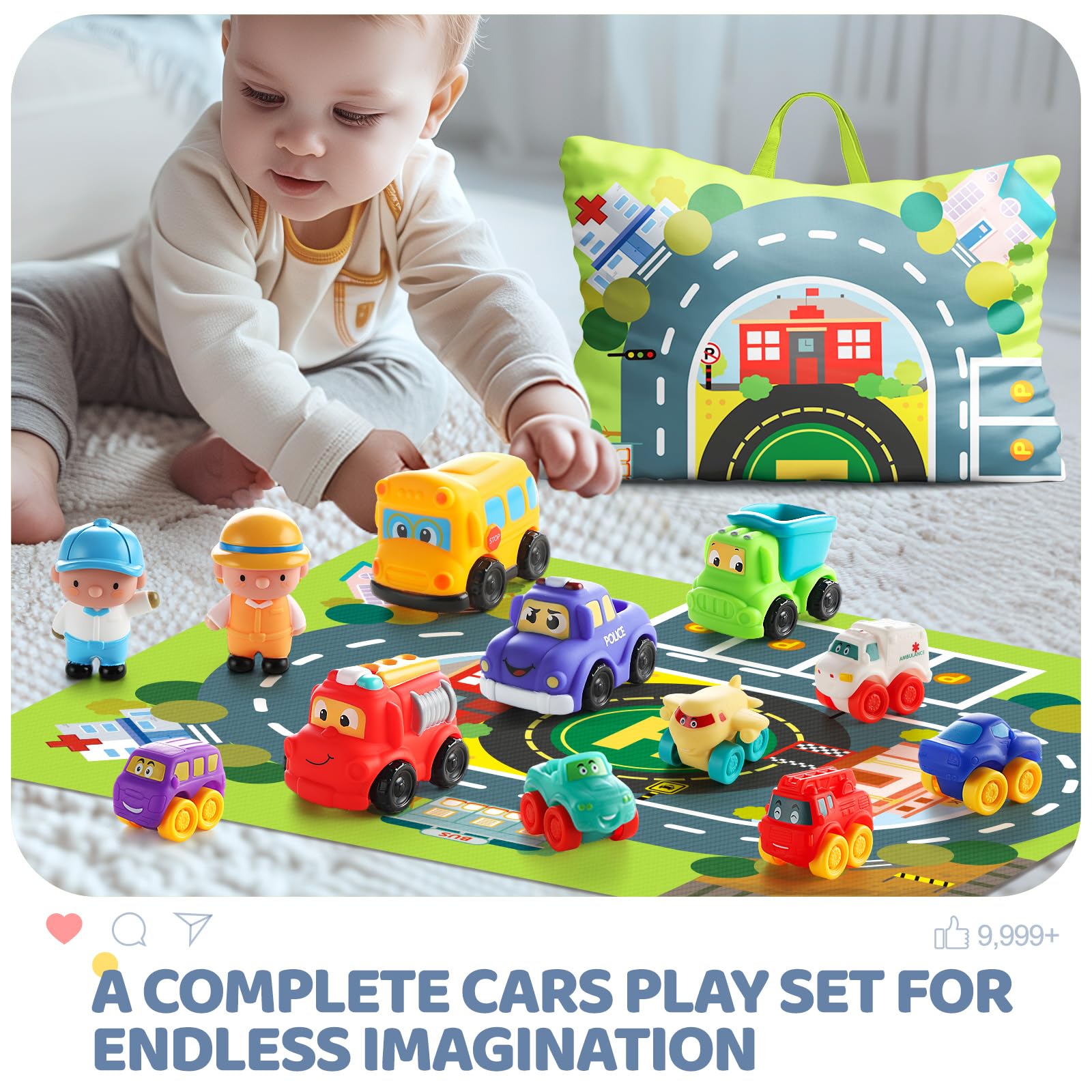Bessome soft rubber toy cars small and colorful for easy grasp
