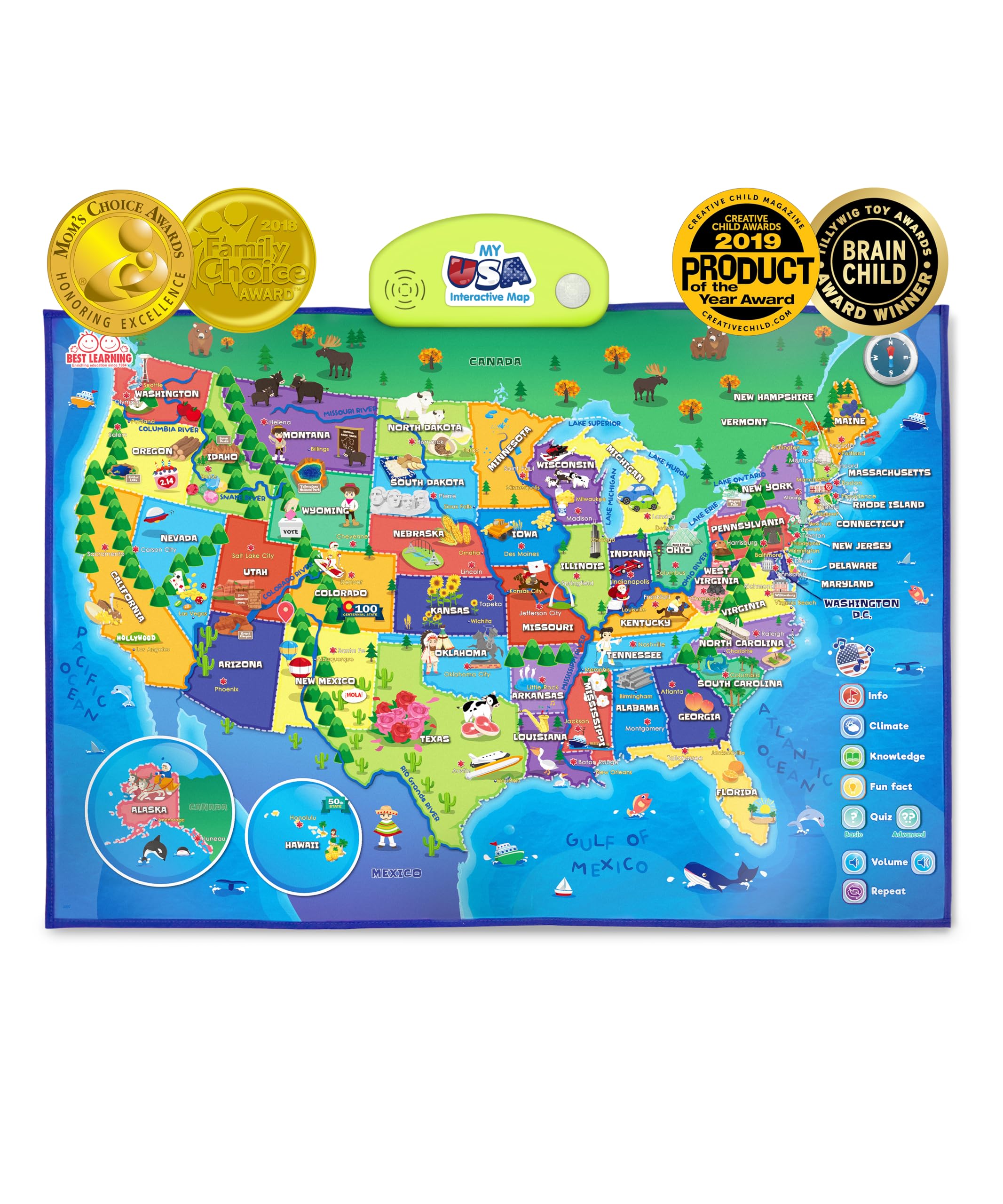 Best Learning i-Poster interactive map showing states and capitals for classroom learning.