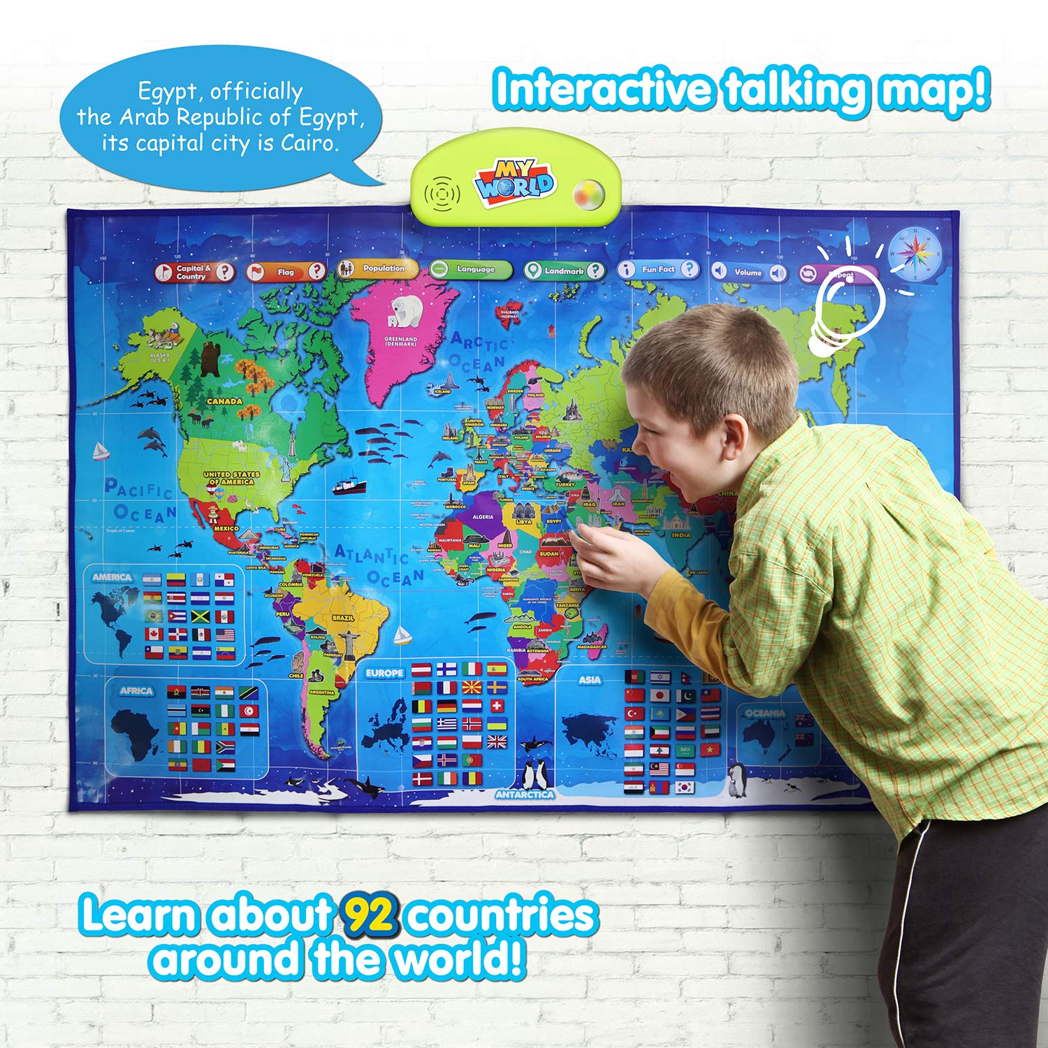 BEST LEARNING i-Poster oceans continents landmarks enlivens world knowledge